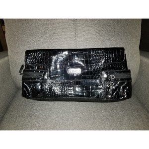 UNLISTED Black laquer evening clutch